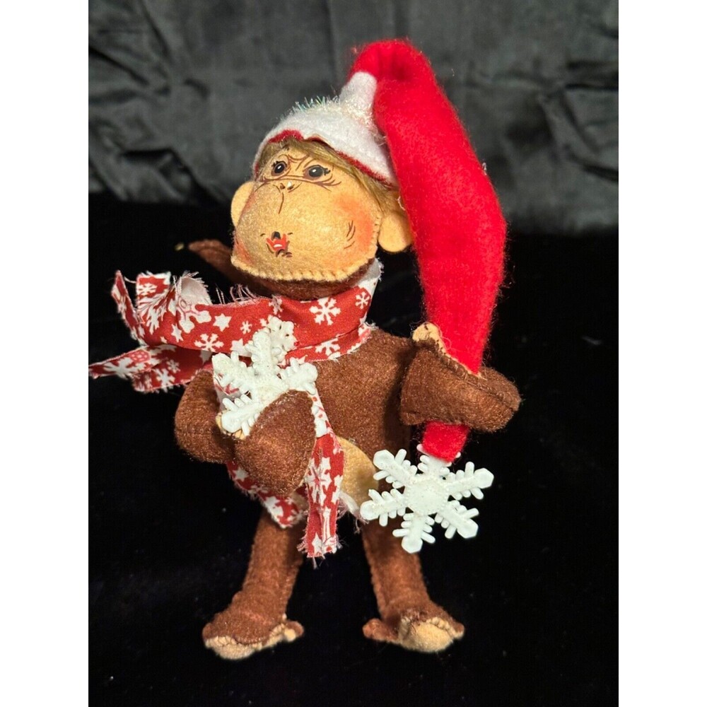 Annalee  7"  2009, Christmas Monkey wearing snowflake pattern scarf, ornament